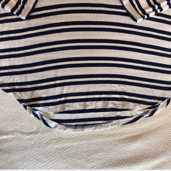 Navy Blue & White Striped Turtle Neck Long Sleeve - Picture 4 of 8